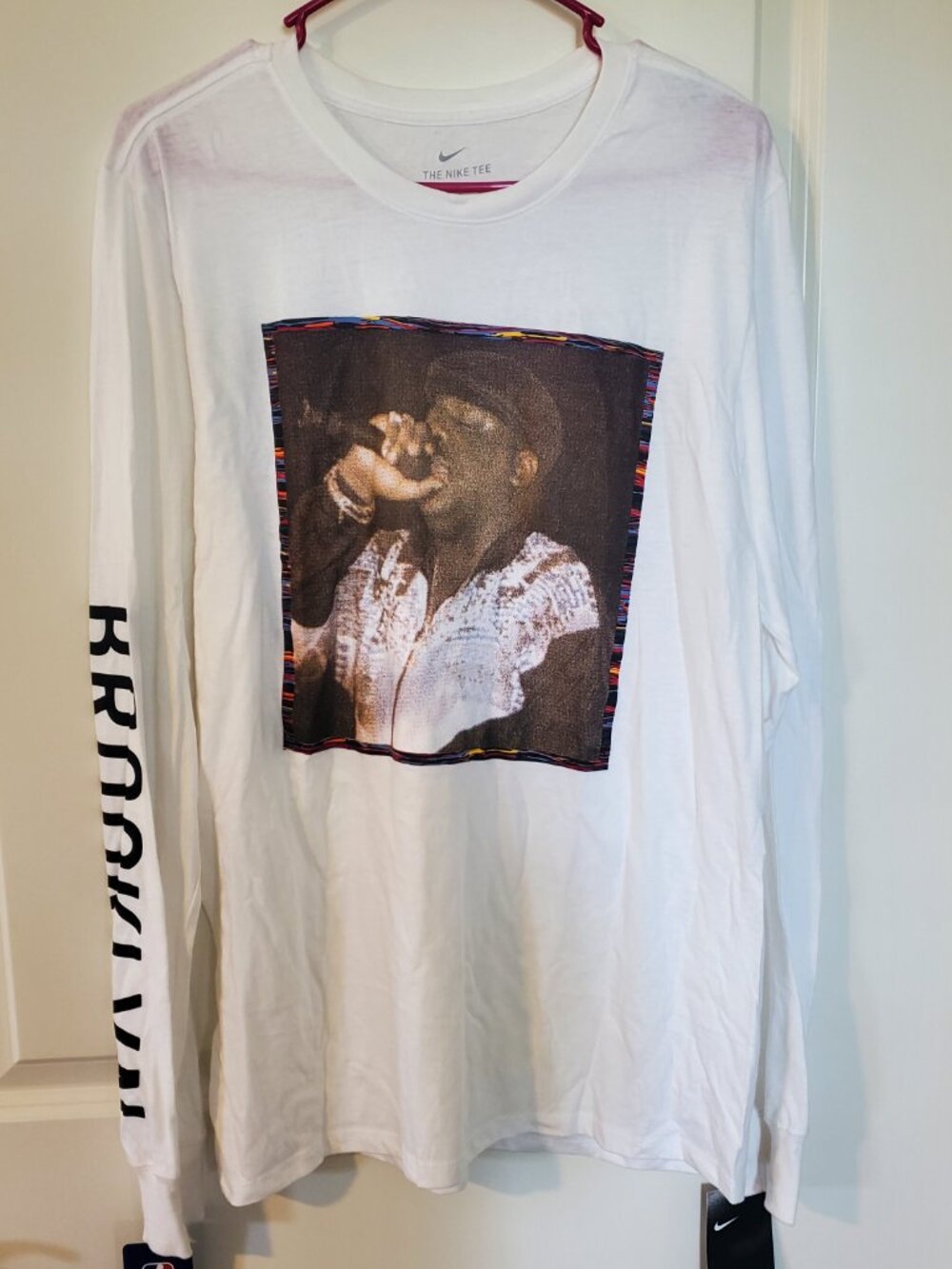 Nike x Brooklyn Nets City Edition Notorious BIG Smalls long sleeve white shirt M